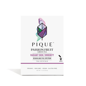 Pique Organic Passion Fruit Green Tea Crystals - Supports Immunity, Energy - 14 Single Serve Sticks (Pack Of 1)