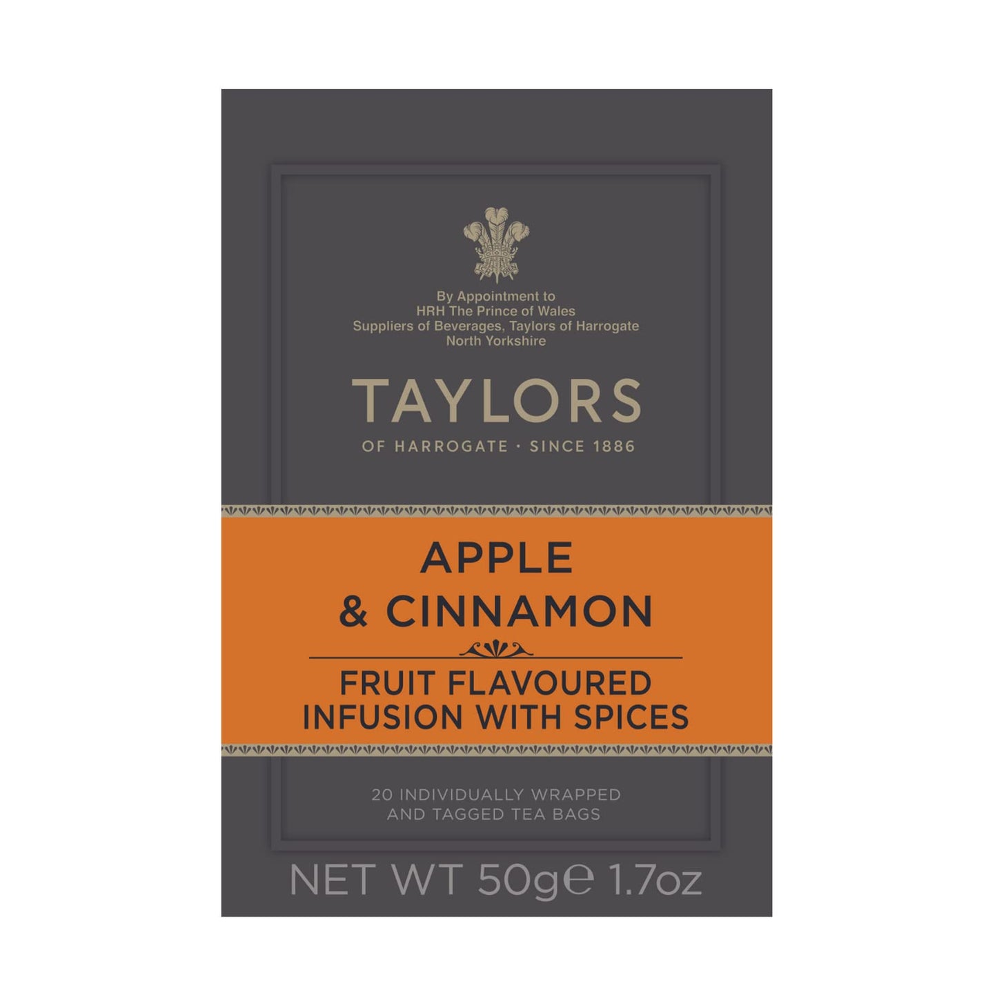 Taylors of Harrogate Herbal Tea Apple & Cinnamon, 20 Count (Pack of 6), Orange, Model 5005GL