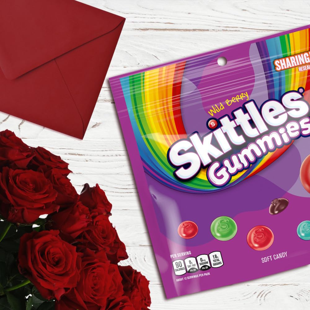 SKITTLES Gummies Wild Berry Gummy Candy, Sharing Size, 12 oz Resealable Bag