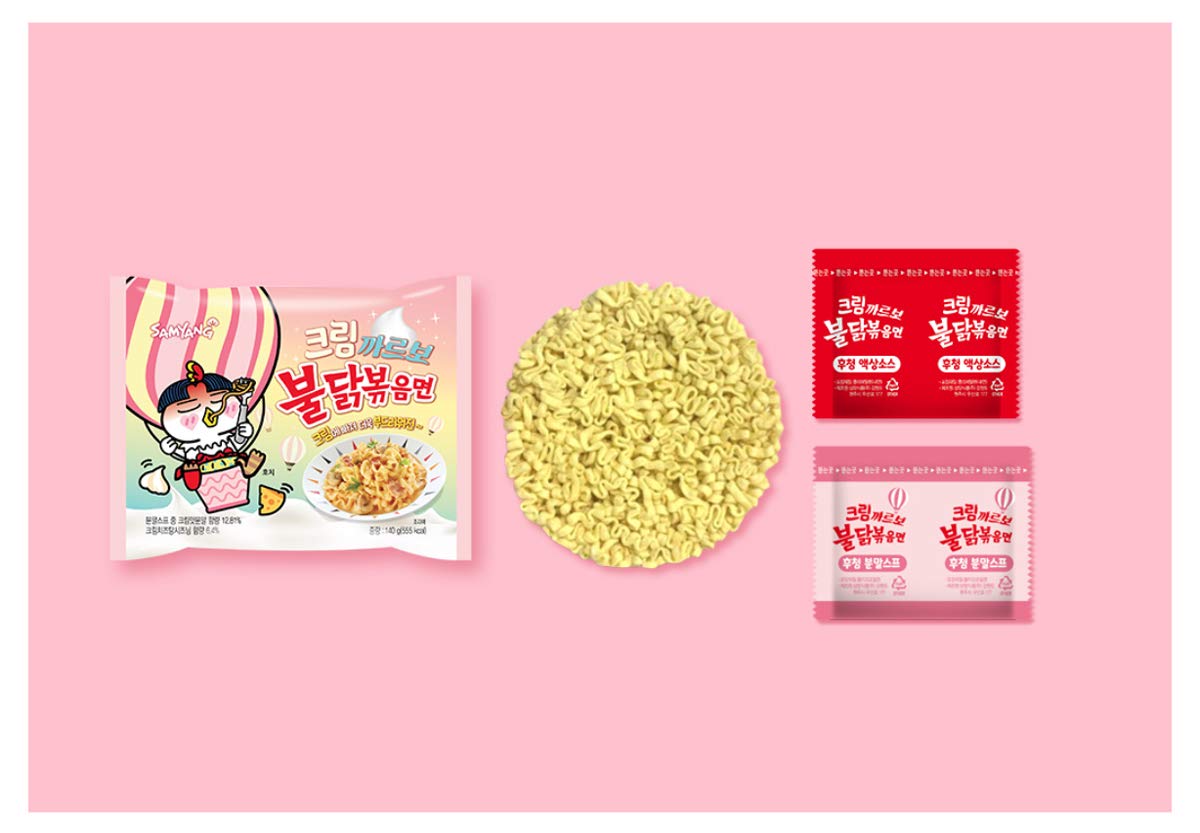 [Samyang] Cream Carbo Bulldark Spicy Chicken Roasted Noodle Soup (Pack Of 4) / Korean Food/Korean Ramen/Spicy Korea Noodle Chall