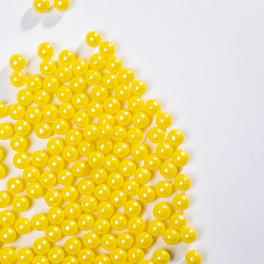 NIPEOR Yellow Edible Pearls for Baking, Cake & Cookie Sprinkles, 130g, 7mm Size, Perfect for Decoration