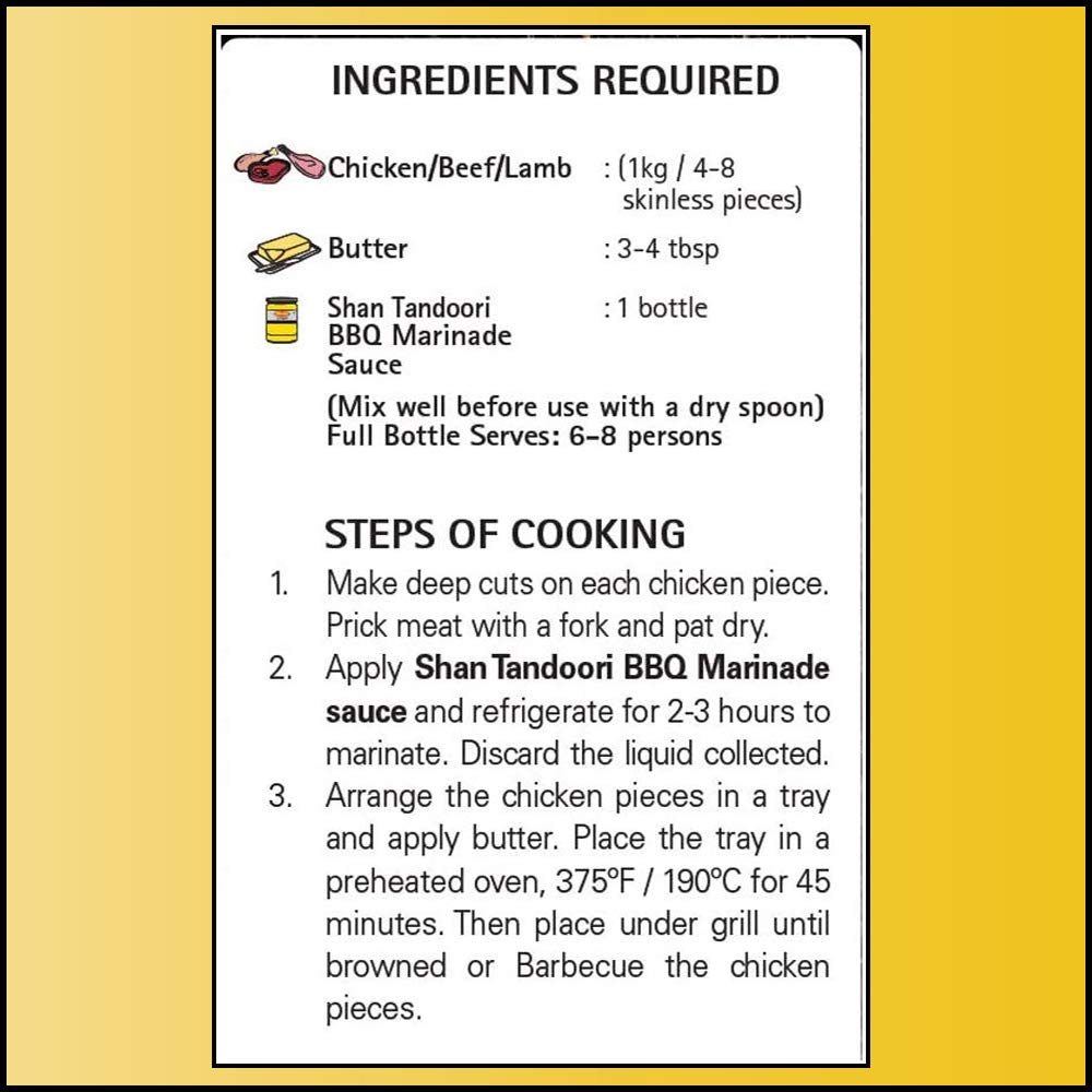 Shan Tandoori Cooking Sauce - Authentic Marinade for Chicken & Grilled Meat - 12.3oz (350g) - No Preservatives