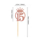 UNIMALL Rose Gold Glitter Cupcake Toppers, Pack of 24, Small Size, Bamboo and Paper Material, 15th Birthday Party Decoration