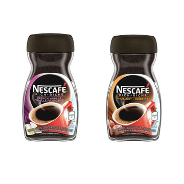 NESCAFÉ Rich Instant Coffee Variety Bundle, Hazelnut & French Vanilla, 3.53 oz (Pack of 2)