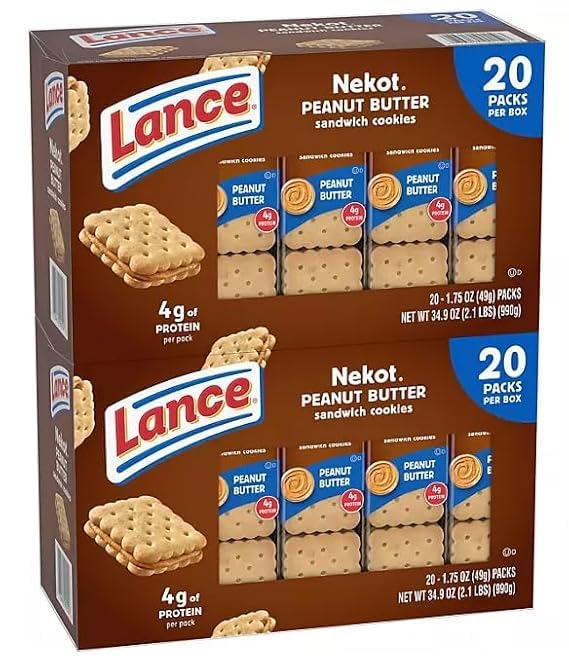 Lance Nekot Peanut Butter Sandwich Cookies, 1.75 oz., 40 pack.
