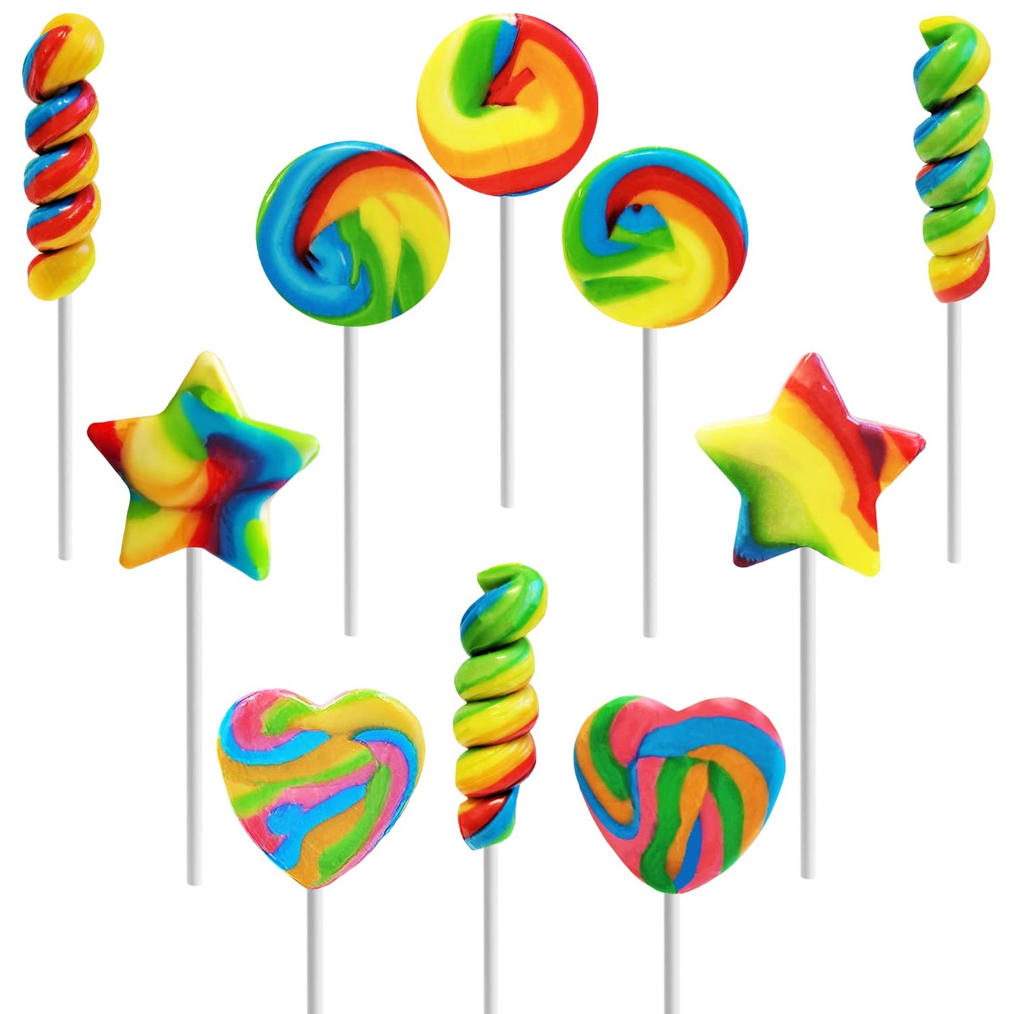 Fruidles Swirl and Twist Rainbow Lollipop Mix, Assorted Flavors, 12 Count, Individually Wrapped Party Favors