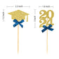 Graduation Cupcake Toppers, Food/Appetizer Picks For Graduation Party Cake Decorations 24Pcs(Blue)