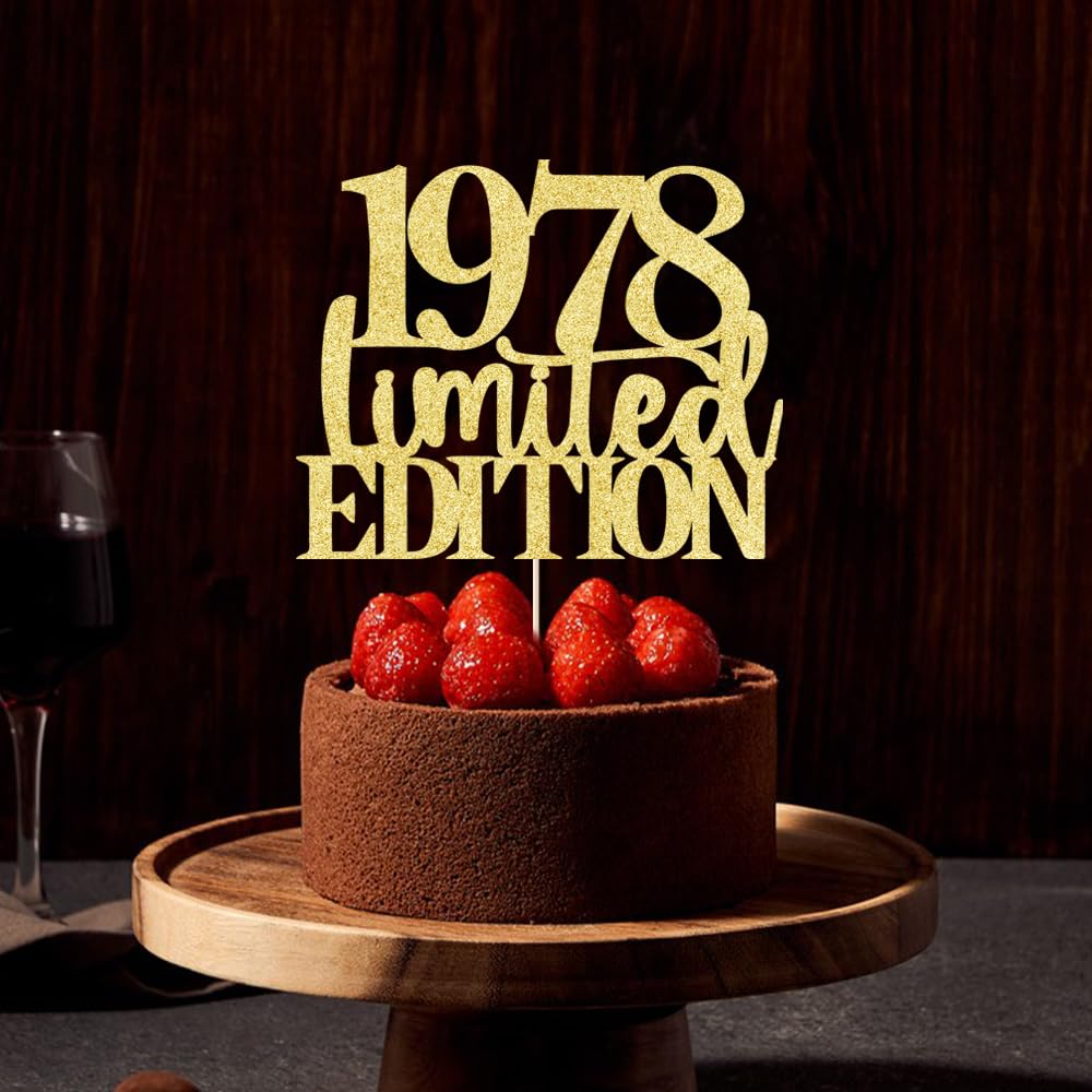 Limited Edition 1978 Cake Topper 47Th Birthday Happy Birthday Cake Topper Men And Women Cheer 47Years Old Handmade Golden Glitte