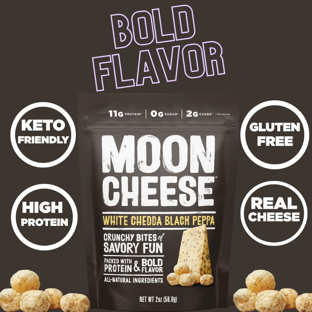 Moon Cheese Variety Pack - Cheddar, White Cheddar, Gouda, Garlic Parm & Pepper Jack, Gluten Free, Keto Friendly, 2 Ounce (Pack of 5)