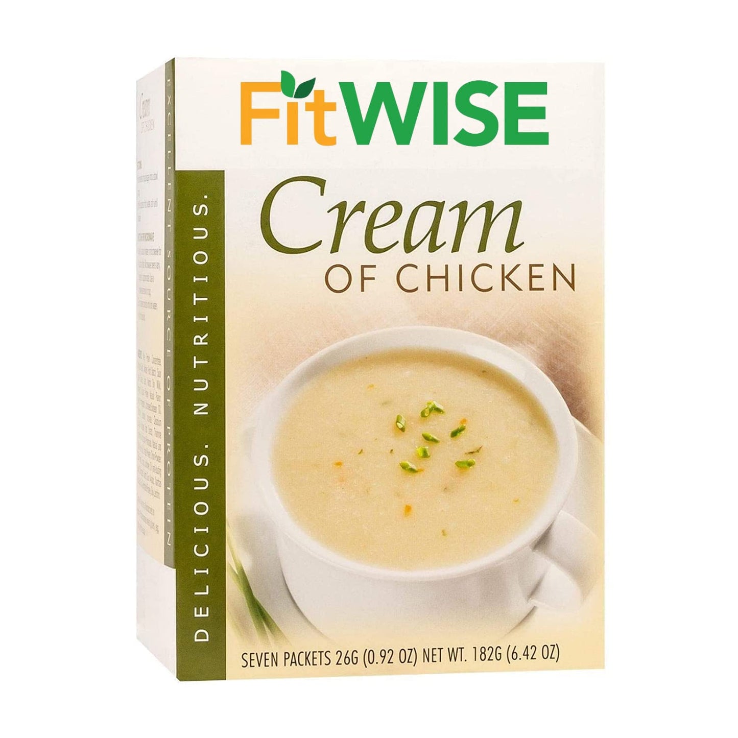 FITWISE High Protein Soup, Cream of Chicken, 15g Protein, Low Calorie, 7 Servings, 0.71 Ounce
