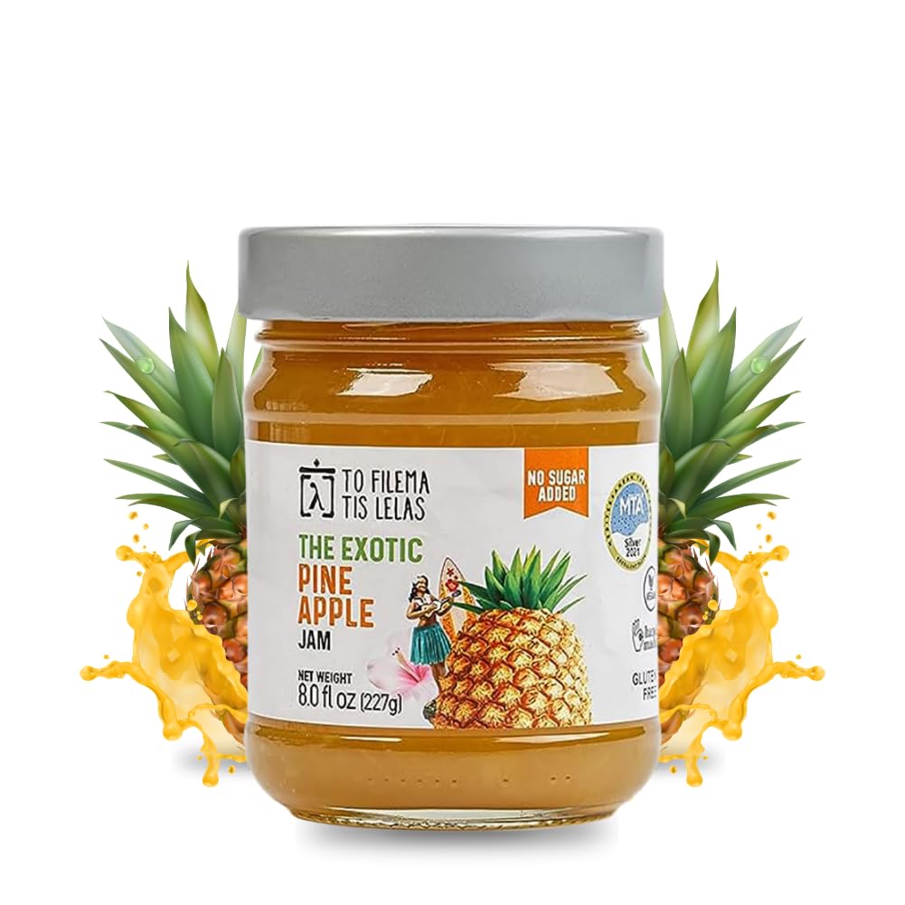 Pineapple Jam - 8 Fl. oz - No Sugar Added Natural Sweetness Taste - Made in Greece, No Preservatives, Gluten Free Pineapple Jam 