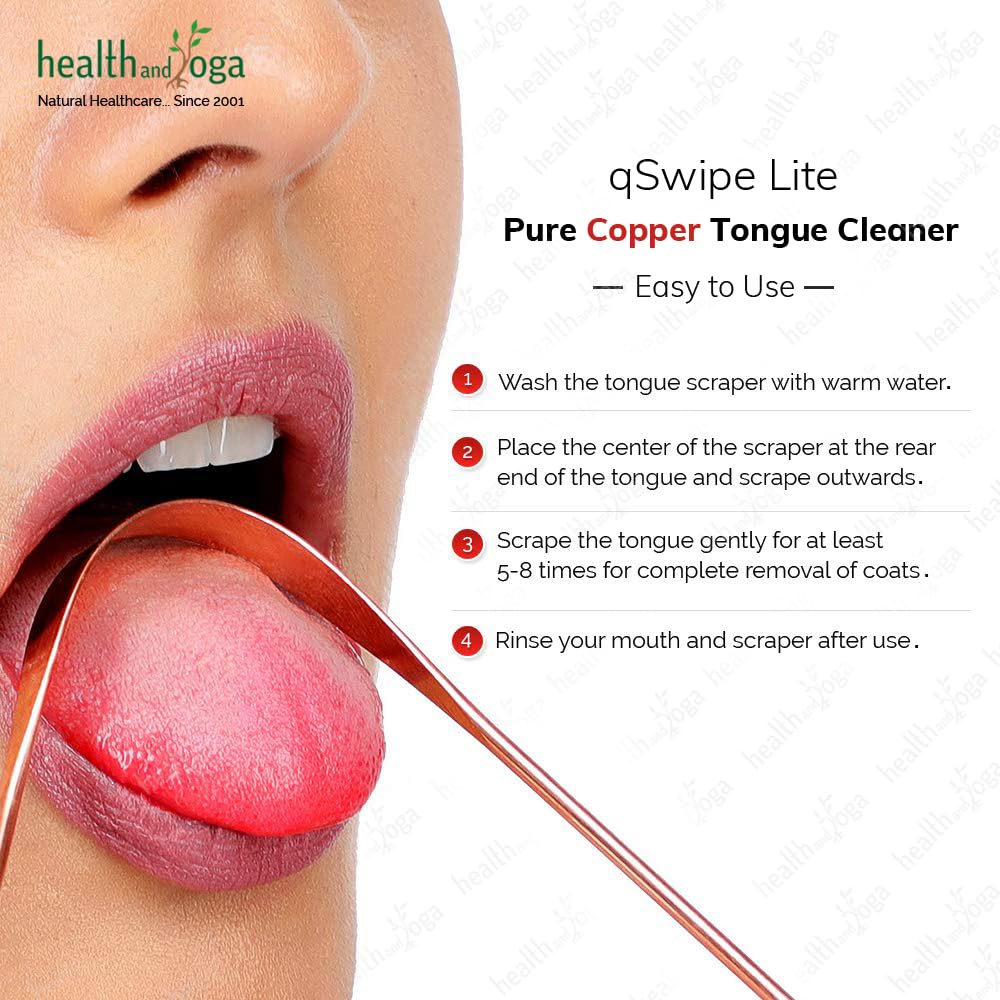 Healthandyoga(Tm) Qswipe Lite Copper Tongue Cleaners - Relief For Bad Breath And Oral Hygiene (Set Of 3)