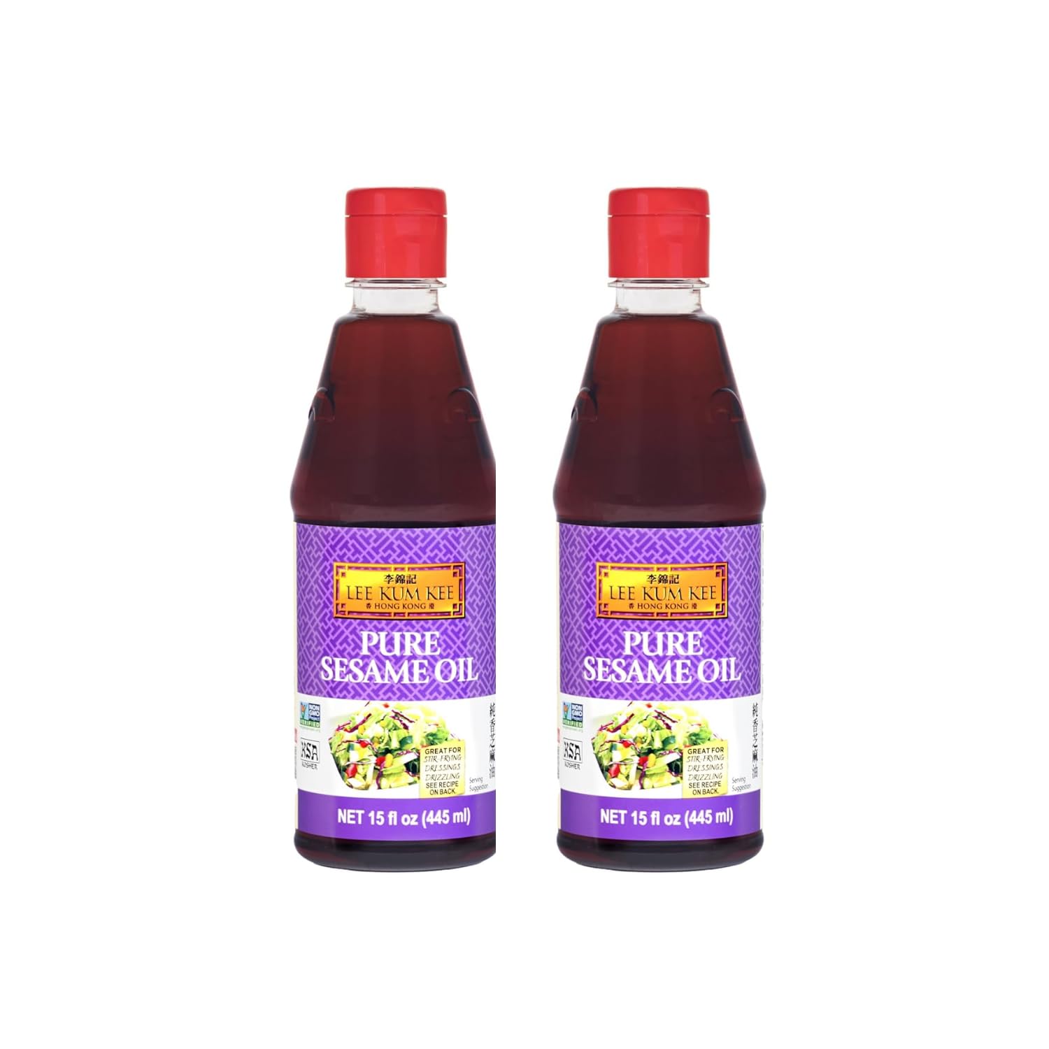 Lee Kum Kee Pure Sesame Oil, Gluten Free, Vegan, Kosher, 15 oz (Pack of 2)