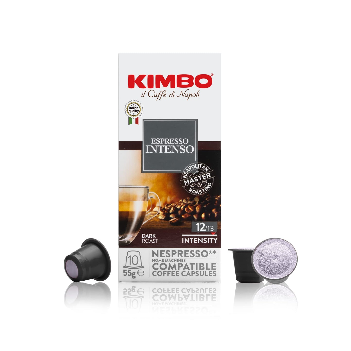 Kimbo Espresso Intenso Dark Roast Coffee compact pieces - Dark Chocolate Flavor - 10 Count - Compatible with Single Serve Machines