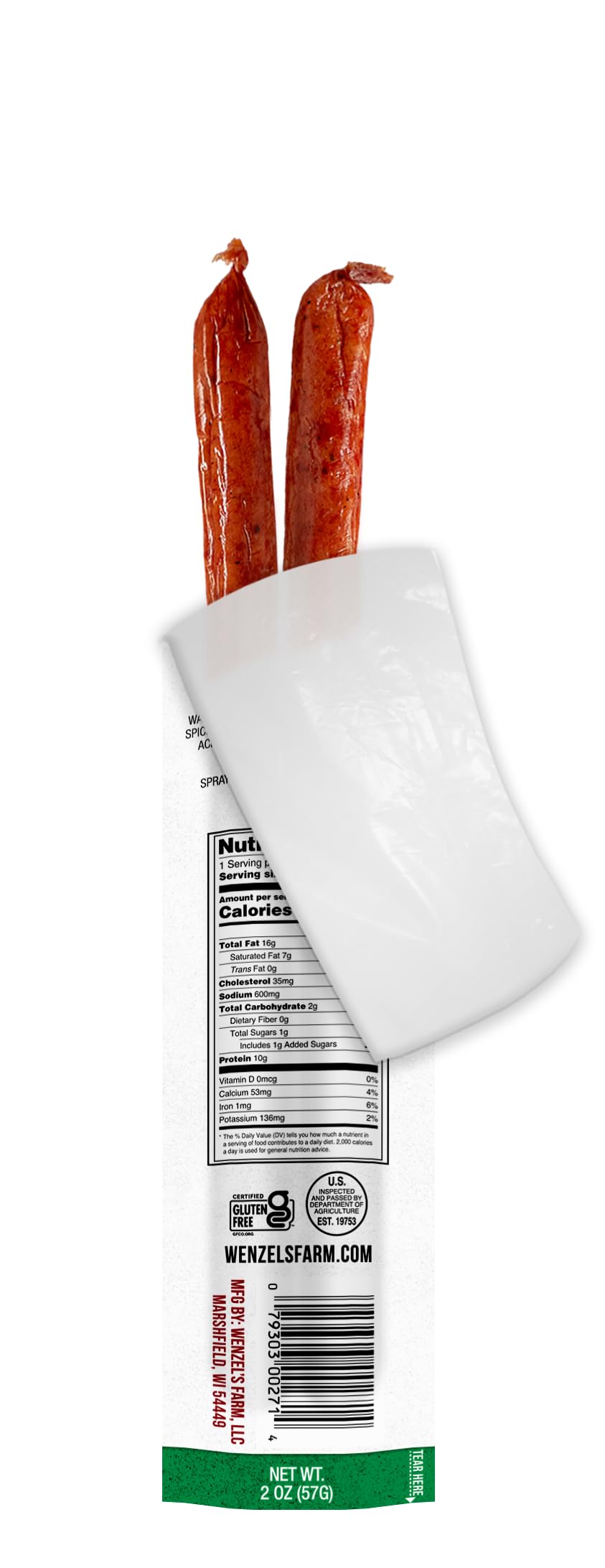 Wenzels Farm Jalapeno Cheddar Snack Sticks, Gluten Free, High Protein, 16 Count