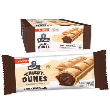 Crispy Dunes Vegan Dark Chocolate Wafer Sticks - Low-Calorie Snack with Dark Chocolate Cream Filling, 90 Calories, Non-GMO, Preb