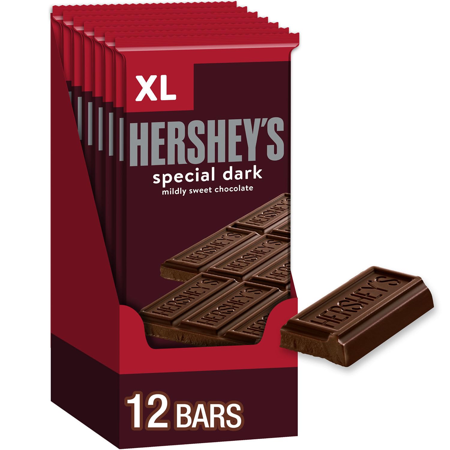 HERSHEY S SPECIAL DARK Mildly Sweet Chocolate XL, Candy Bars, 4.25 oz (12 Count, 16 Pieces)