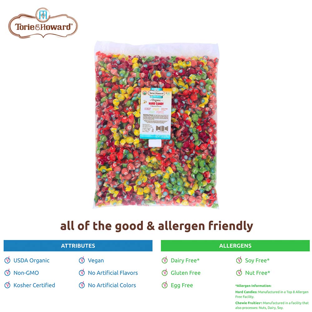 Torie and Howard Organic Hard Candy Bulk Candy, Five Assorted Flavors, 5 pound bag