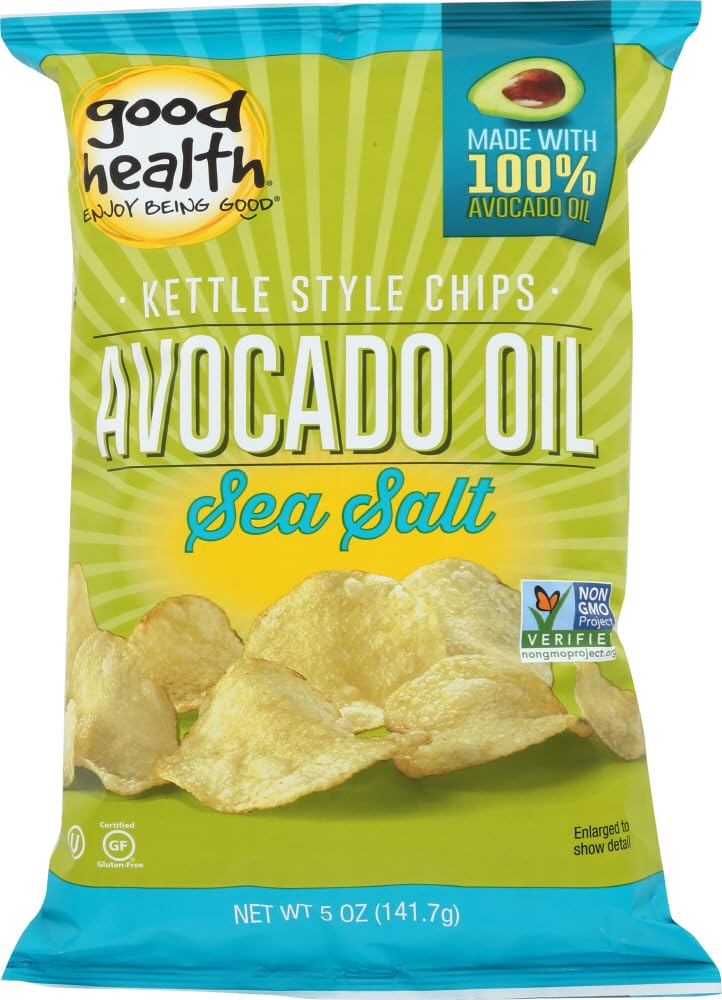 Good Health Avocado Oil Kettle Style Chips With Sea Salt 5 Oz. Bag (4 Bags)