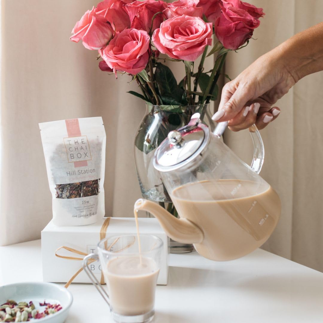 The Chai Box - Premium Rose Chai Tea - Makes 25 Servings - Loose Leaf Black Tea W/Rose Petals & Cardamom - Featured In Oprah'S F