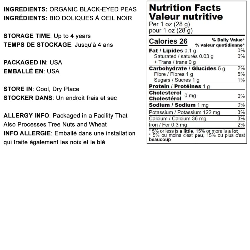 Food To Live Organic Black-Eyed Peas, 3 Pounds – Raw Dried Cow Peas, Non-Gmo, Kosher, Bulk Beans, Product Of The Usa