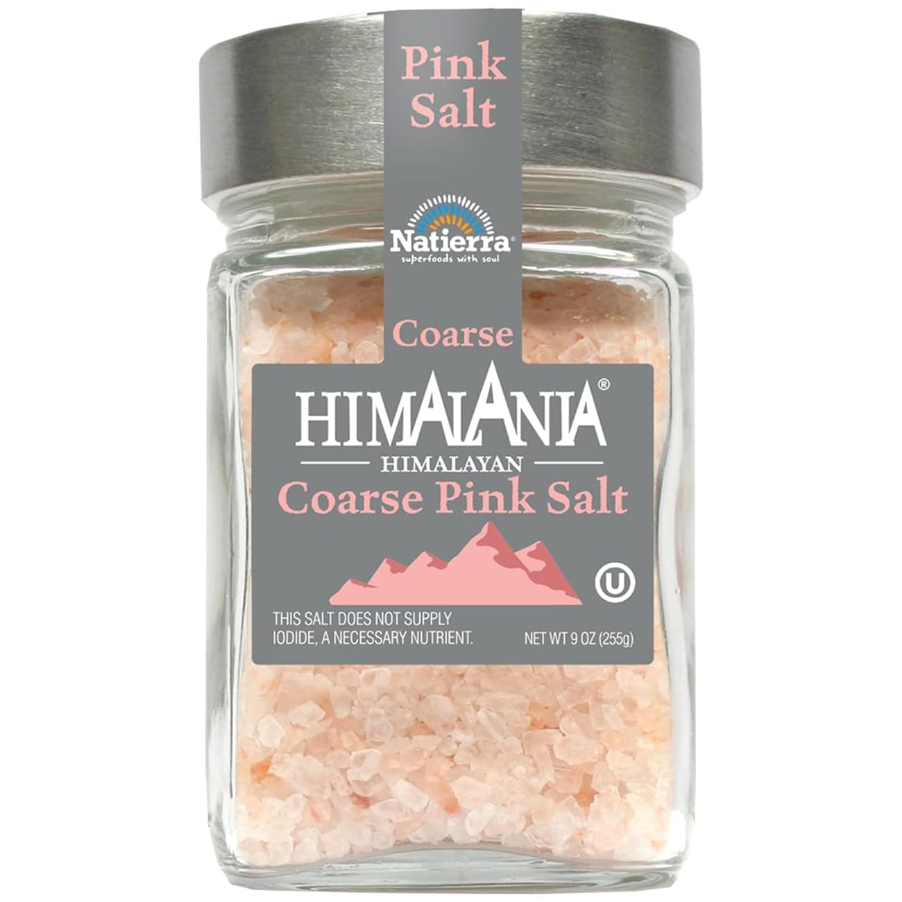 NATIERRA Himalania Himalayan Coarse Pink Salt in Glass Jar | Unrefined & Non-GMO | 9 Ounce