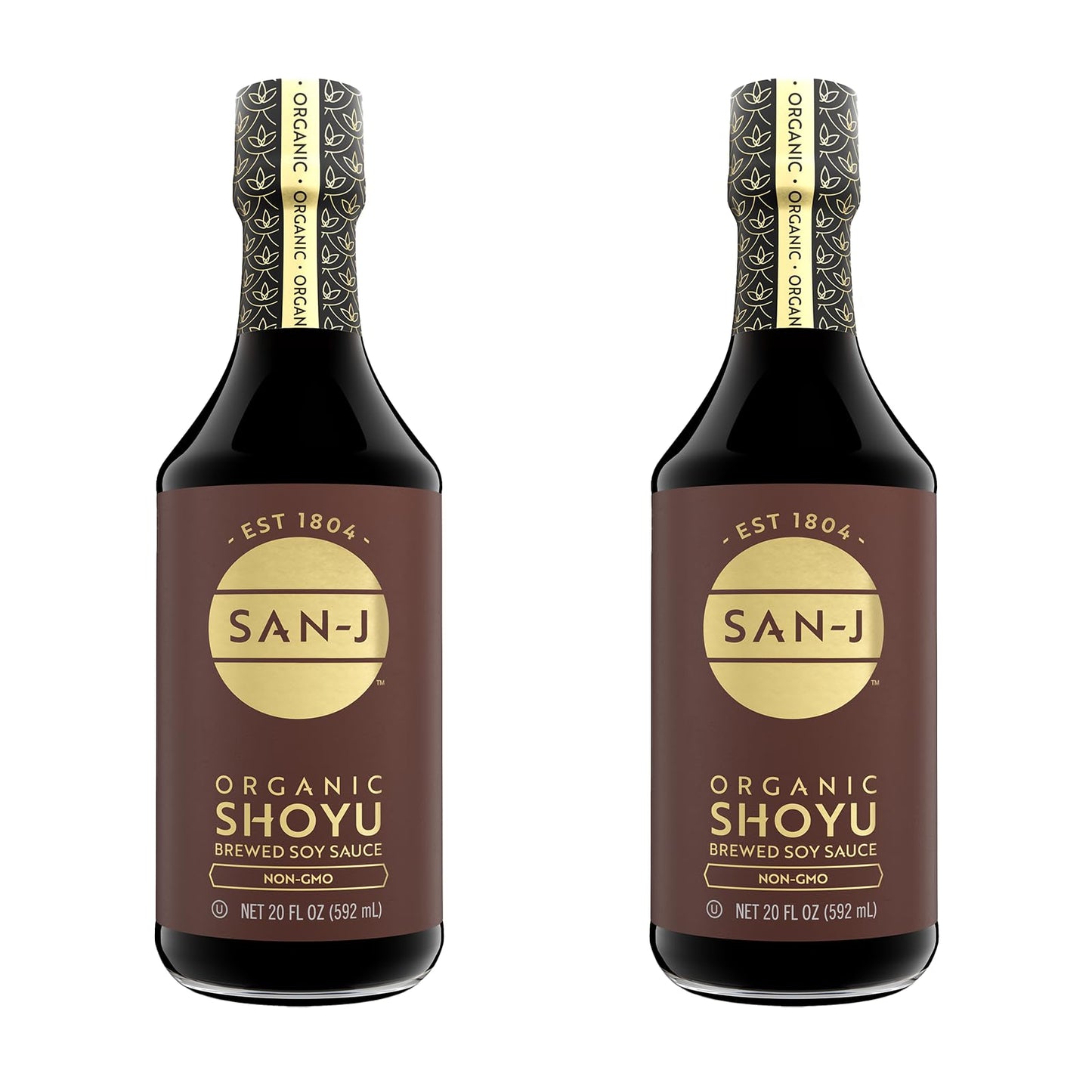 San-J Organic Shoyu Soy Sauce, Wheat & Whole Soy, 20 oz Bottles, 2 Pack