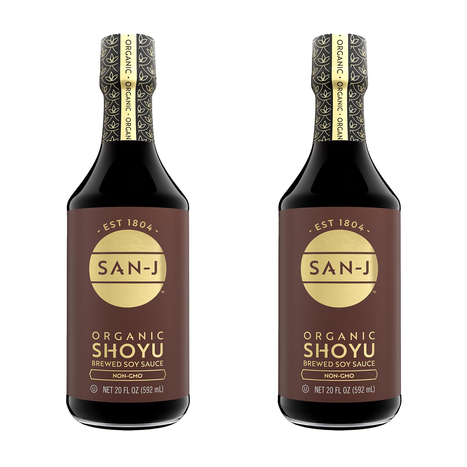 San-J Organic Shoyu Soy Sauce, Wheat & Whole Soy, 20 oz Bottles, 2 Pack