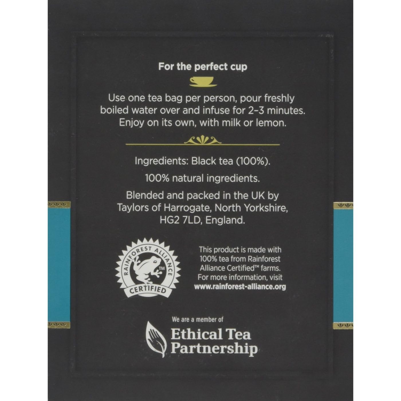 Taylors of Harrogate Afternoon Darjeeling Tea, 100 Count - Premium Loose Leaf, Pack of 1, Perfect for Tea Lovers