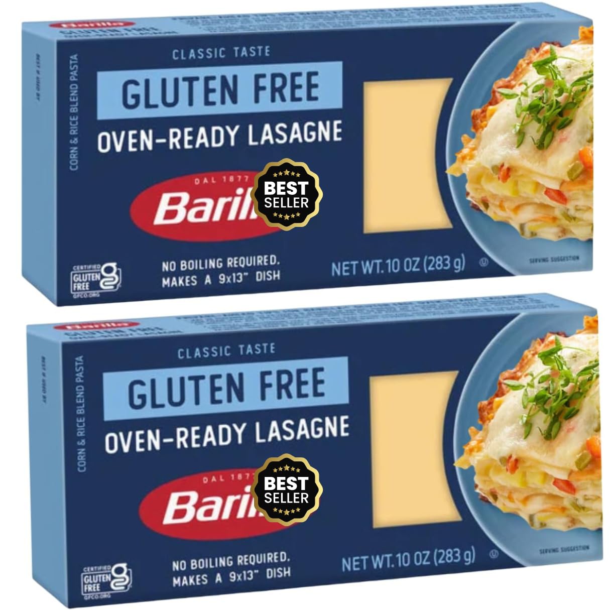 10 oz, Barila Gluten Free Oven-Ready Lasagne Pasta,. Pack of 2