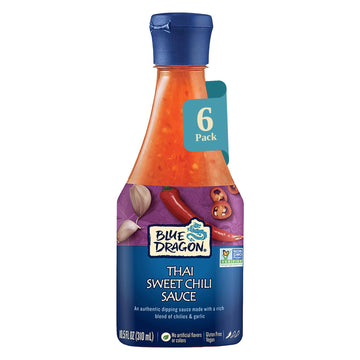 Blue Dragon Thai Sweet Chili Sauce - 10.5oz (Pack of 6) - No Artificial Flavors Or Colors - Made with Red Chilies & Garlic - Veg