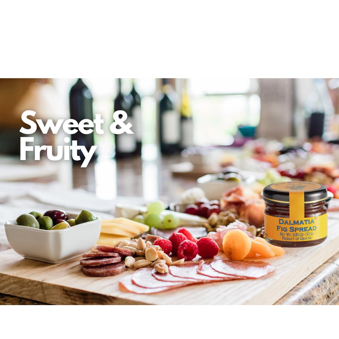 Fig Jam Spread - Traditional Croatian Fig Preserve Recipe For Charcuterie. Mini Glass Jars Pack of 6 (1.05 Oz) + 6 Mini Atrevo W
