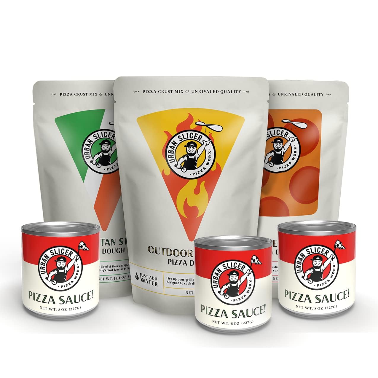 Urban Slicer Pizza Worx Variety Kit - 3 Crusts & 3 Sauces - Perfect for Homemade Pizza