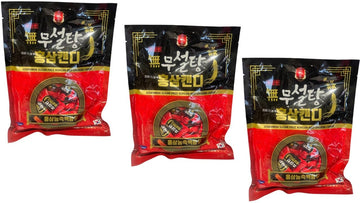 Korean Ginseng Candy, Sugar Free (3 PACKS, SUGAR FREE RED GINSENG)