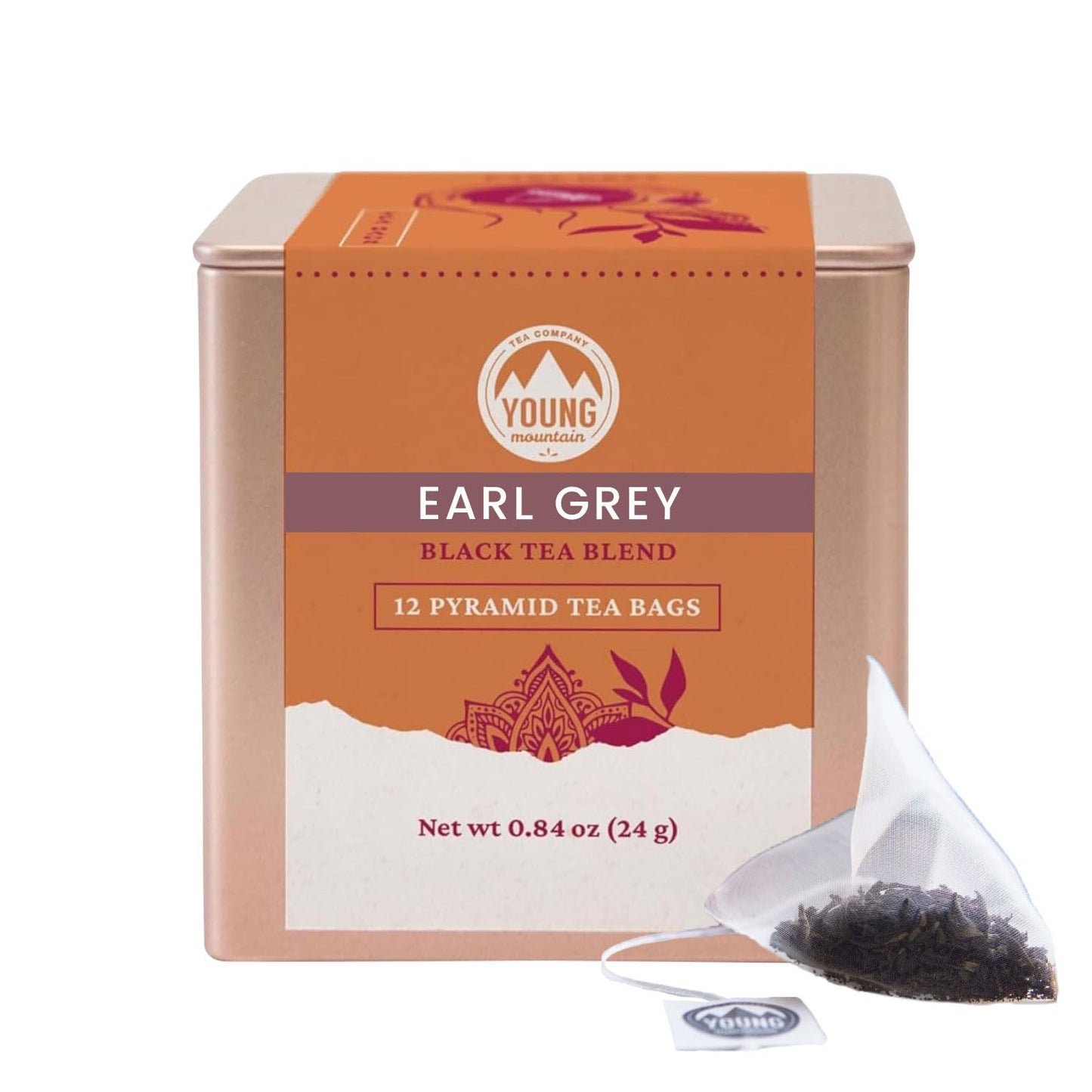 Young Mountain Tea Organic Earl Grey Tea Bags, Himalayan Robust Black Tea With Pure Bergamot Oil, Citrus & Caramel Notes, Farmer
