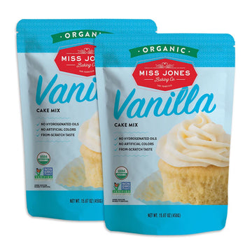 Miss Jones Baking Organic Yellow Cake and Cupcake Mix, Non-GMO, Vegan-Friendly, Moist and Fluffy: Vanilla (Pack of 2)