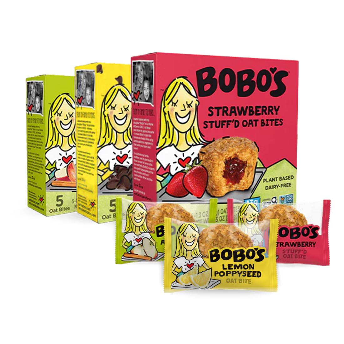 Bobos Oat Bites Stuffd Variety Pack (Strawberry  Lemon Poppyseed  and Apple Pie) Pack of 30 (1.3 oz Bites) 10 of each  Gluten Free Whole Grain Rolled Oats