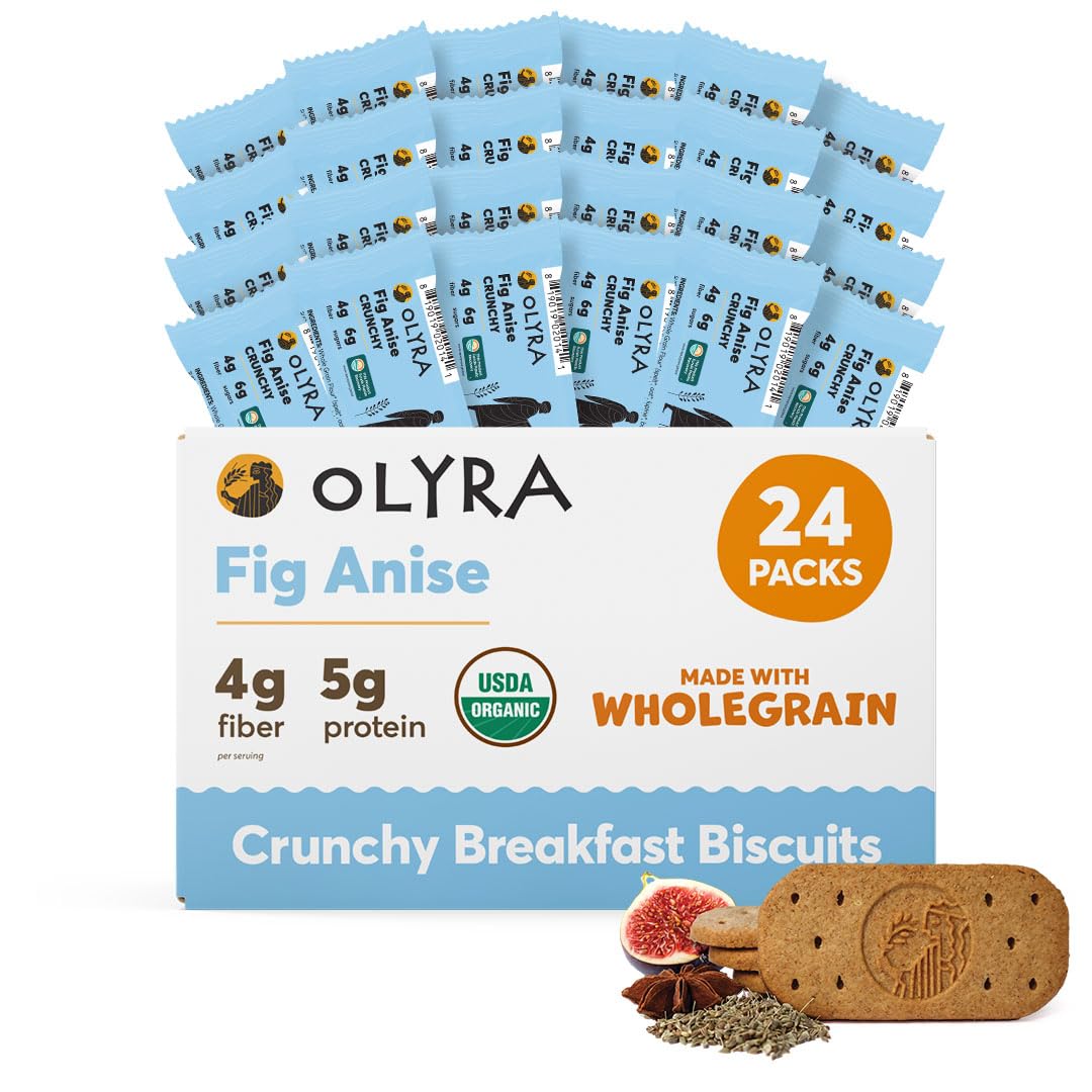 Olyra Organic Breakfast Biscuits - Fig Anise - Healthy Snacks for Adults - Office Snacks - Healthy Cookies - High Fiber Snack - 