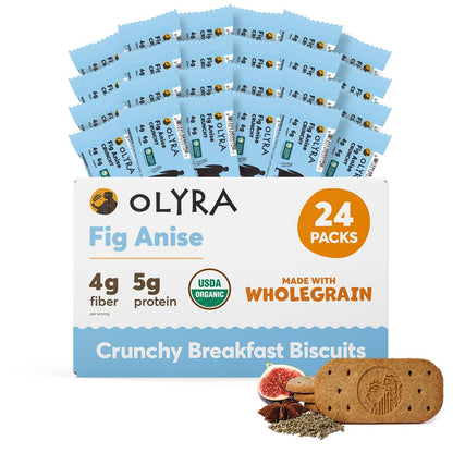 Olyra Organic Breakfast Biscuits - Fig Anise - Healthy Snacks for Adults - Office Snacks - Healthy Cookies - High Fiber Snack - 