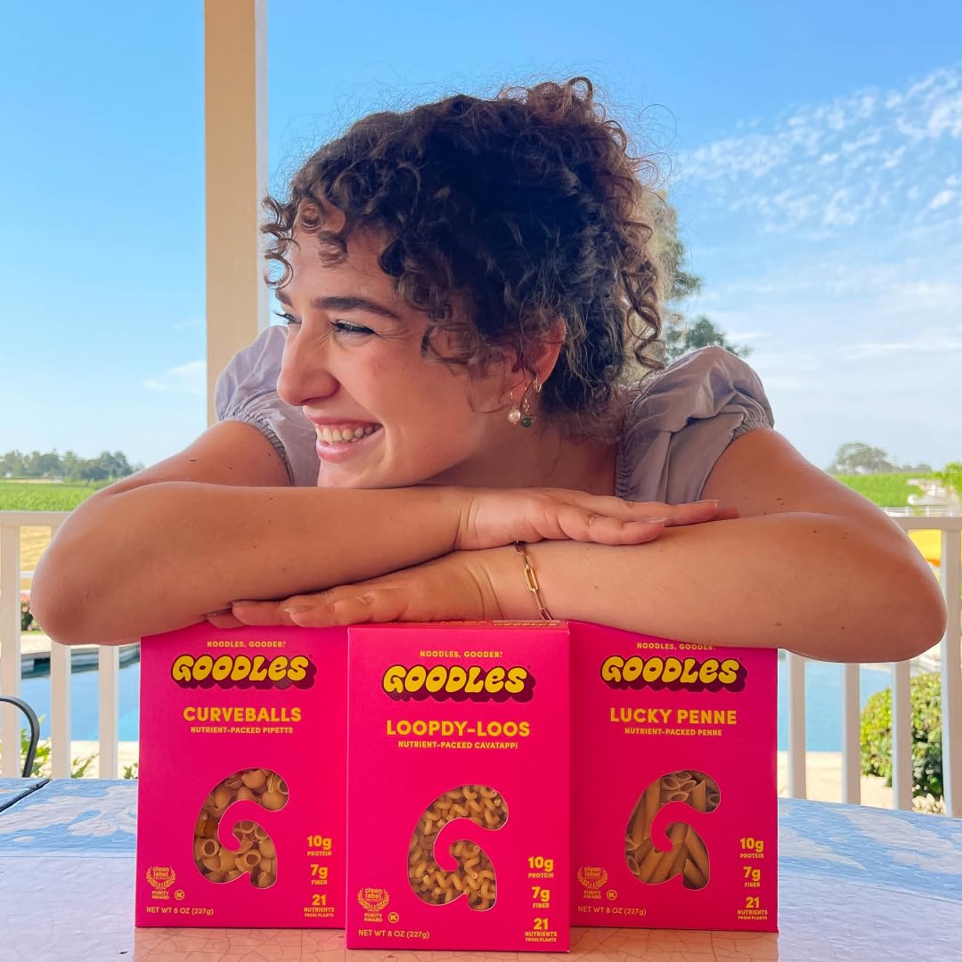 GOODLES Pasta Variety Pack 6 Pack, 8oz - 10g Protein, 7g Fiber with Prebiotics, 21 Plant-Based Nutrients | Kosher | Clean Label