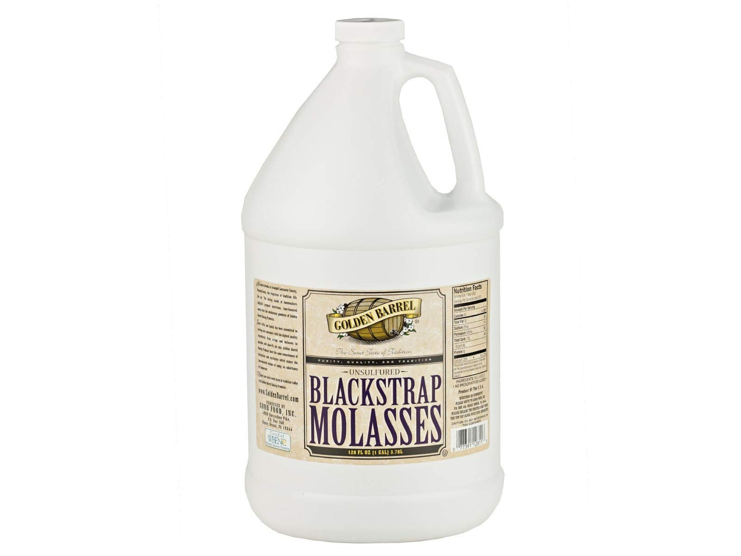 GOLDEN BARREL Unsulfured Blackstrap Molasses Jug, 128 Fl Oz, Plastic, Black, Model 1486819