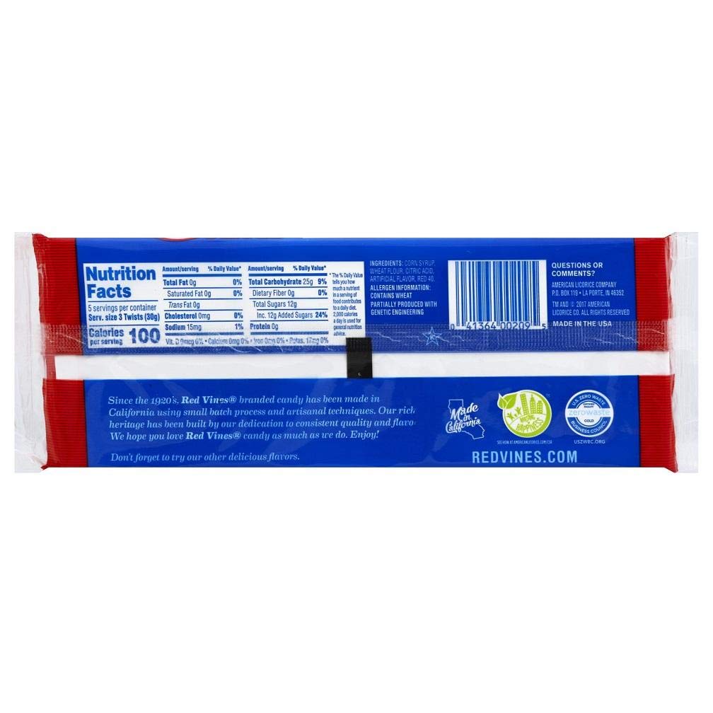 Red Vines Licorice Twists, Original Red Flavor, Soft & Chewy Candy, 5Oz Tray (24 Pack)