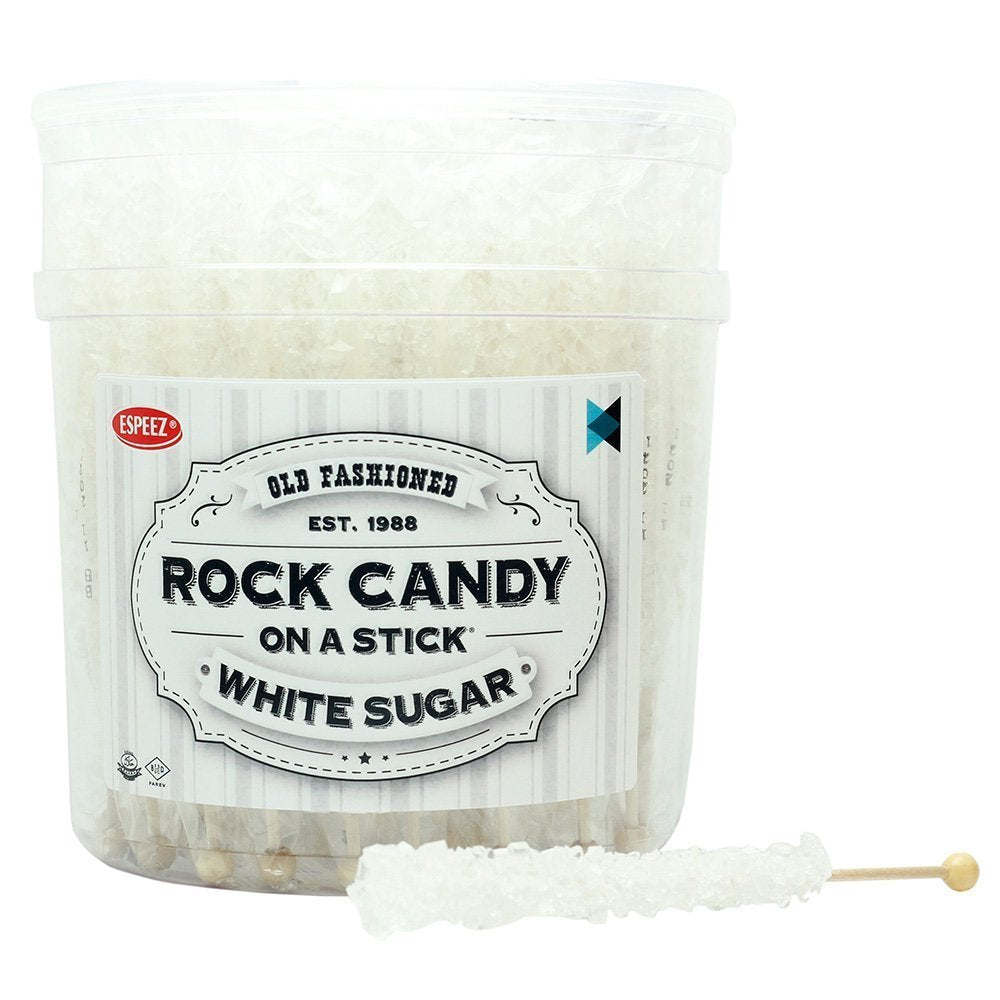 Espeez Extra Large Rock Candy Sticks - 36 Count - Individually Wrapped - White Crystal - Party Favors, Candy Buffet