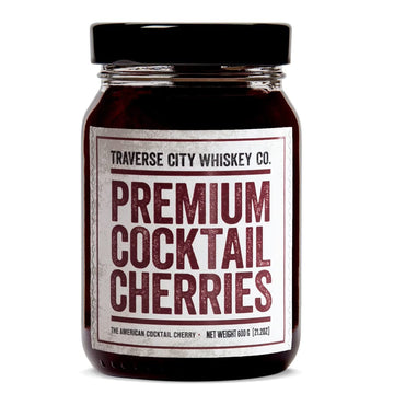 Traverse City Whiskey Co. Premium Cocktail Cherries, Natural, Kosher, 21.2oz (600g) Garnish for Cocktails and Desserts