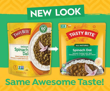Tasty Bite Spinach Dal, Ready To Eat, 10 Ounce, Pack Of 6, Microwavable With Spinach & Lightly Spiced Sauce, Vegan
