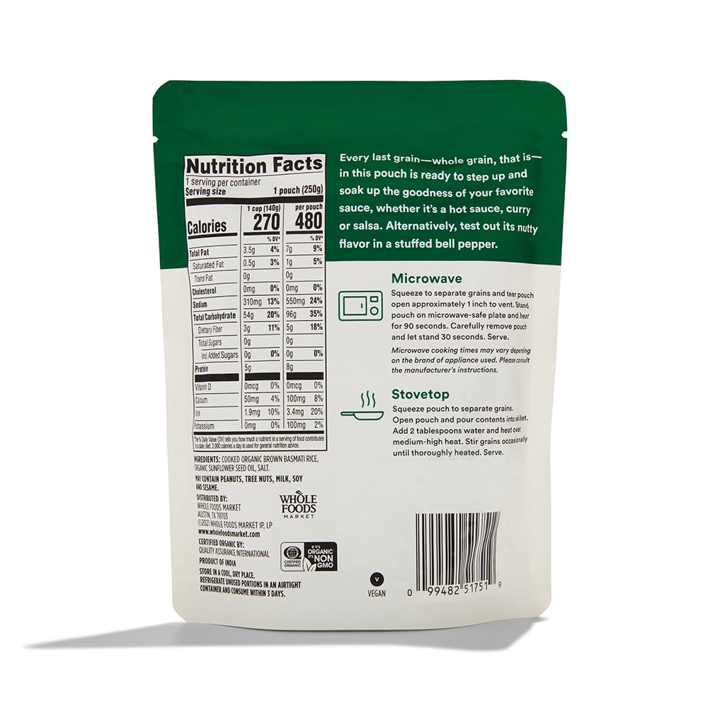 365 By Whole Foods Market, Rice Basmati Brown 90 Second Organic, 9 Ounce