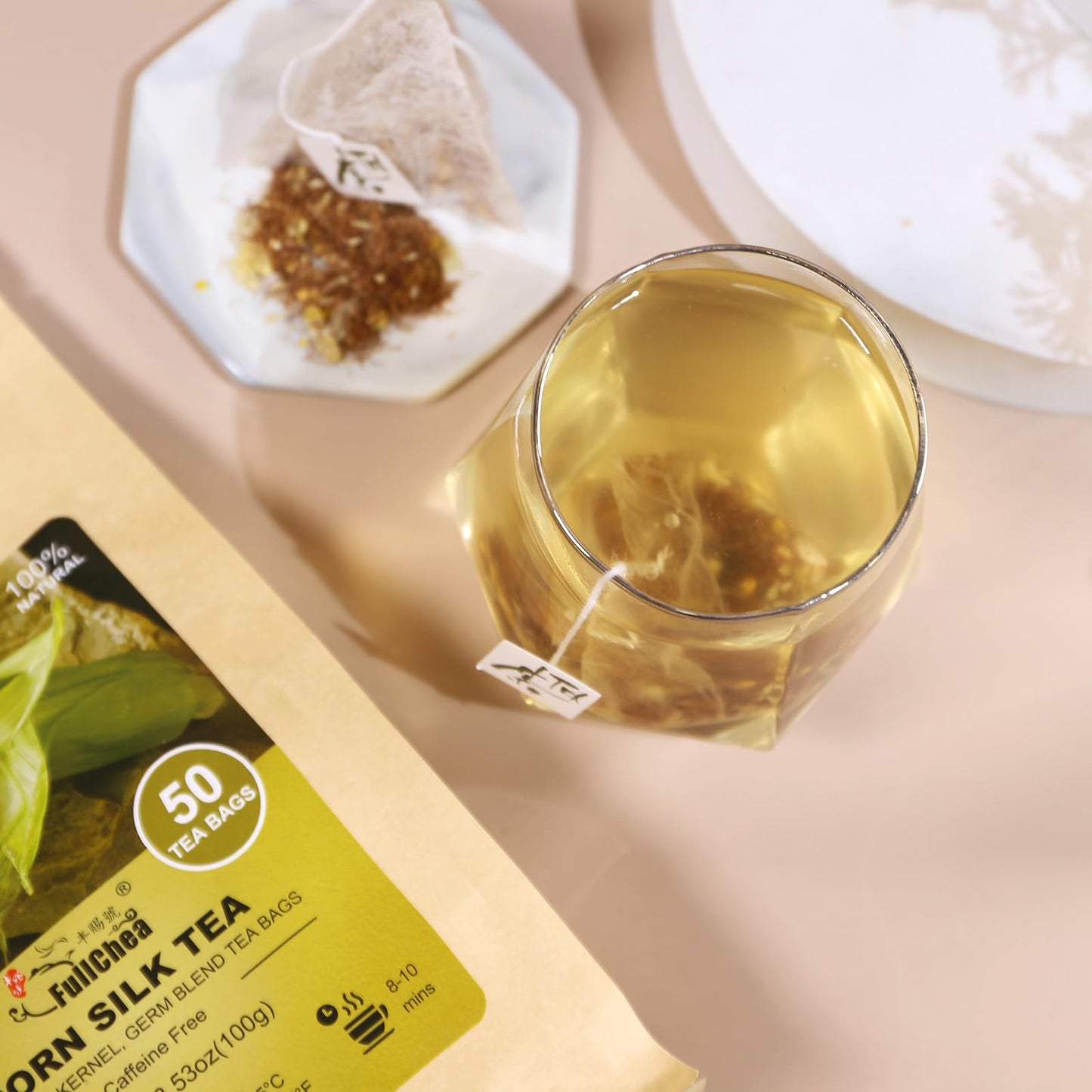 FullChea Corn Silk Tea Bags - 50 Count - Non-GMO, Caffeine-Free, Subtly Sweet Flavor, Supports Kidney & Aids Digestion