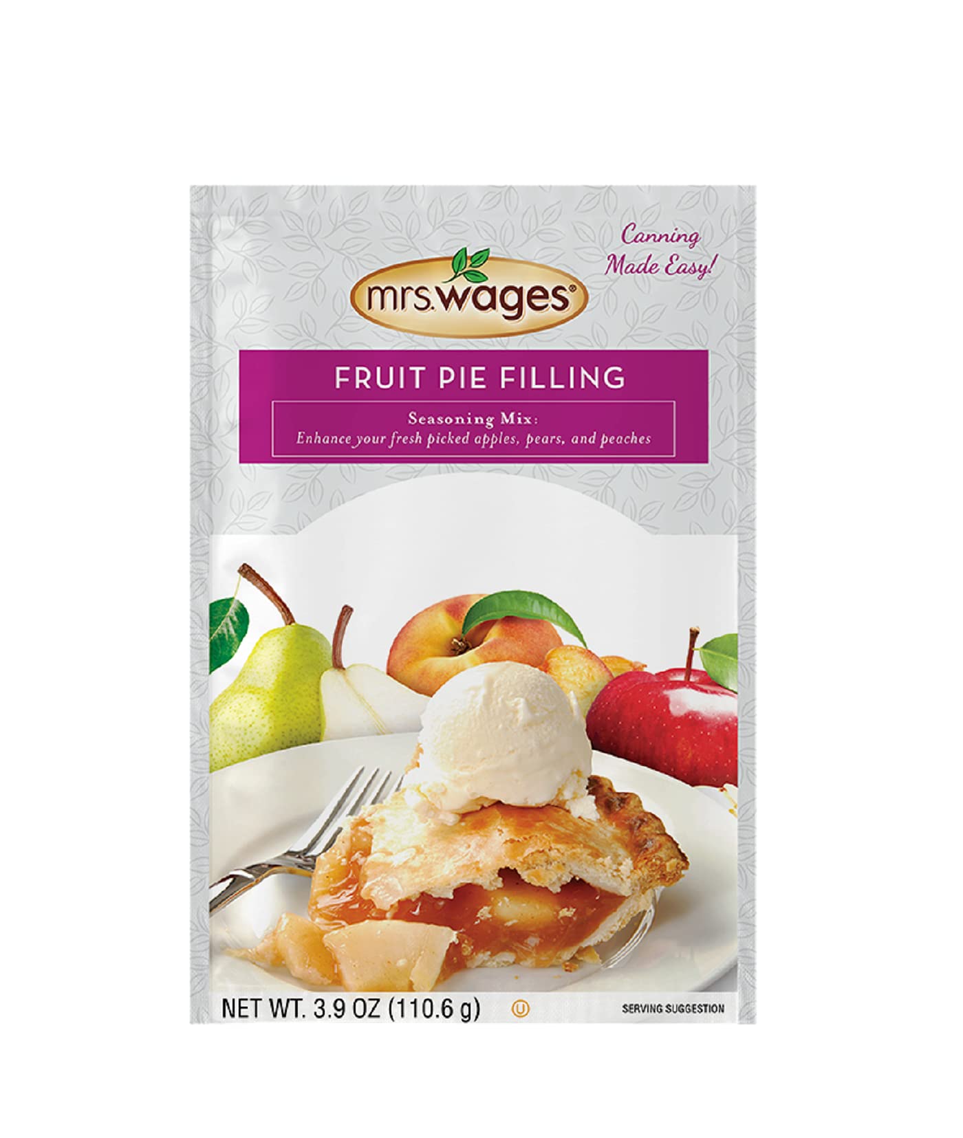 Mrs. Wages Fruit Pie Filling Seasoning Mix | Easy-To-Use Pie Filling | Flavorful Seasoning Mix | Enhance Any Fruit | Fresh Tasting Pie Filling | Variety Of Uses | 3.9 Oz Packet (Value Pack Of 12)