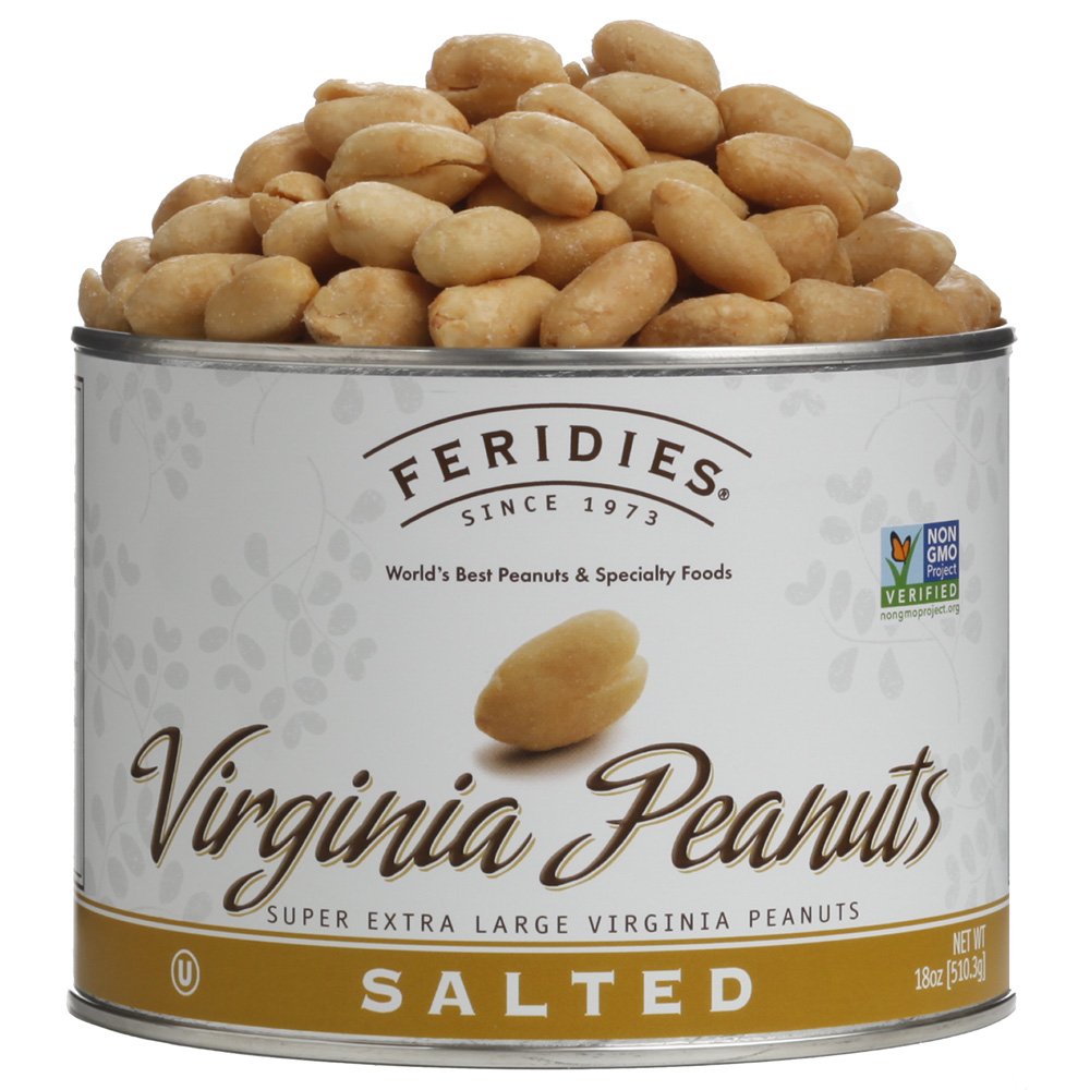 FERIDIES 4 Pack 18oz Salted Natural Virginia Peanuts, Extra-Large, Cooked in Pure Peanut Oil, All Natural, Gluten Free, Ou Koshe