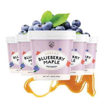 Mylk Labs Blueberry Maple Gluten Free Oatmeal Cups - Low Sugar Breakfast, High Fiber Thin Rolled Oats, High Protein Instant Oatm